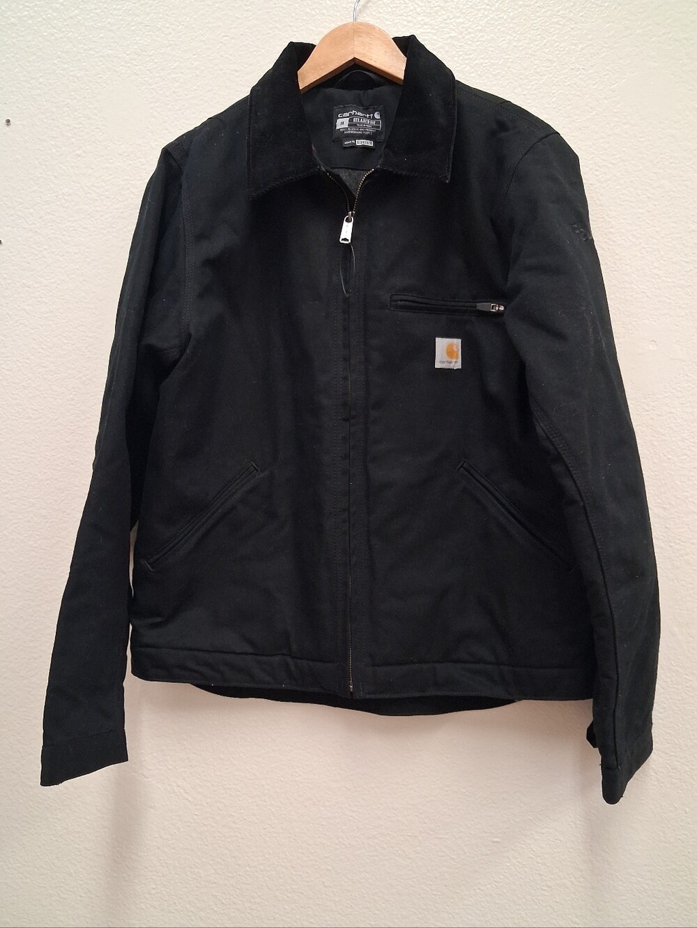Carhartt J01 Duck Detroit Jacket Size Medium 103828 BLK Blanket Lined FEDEX